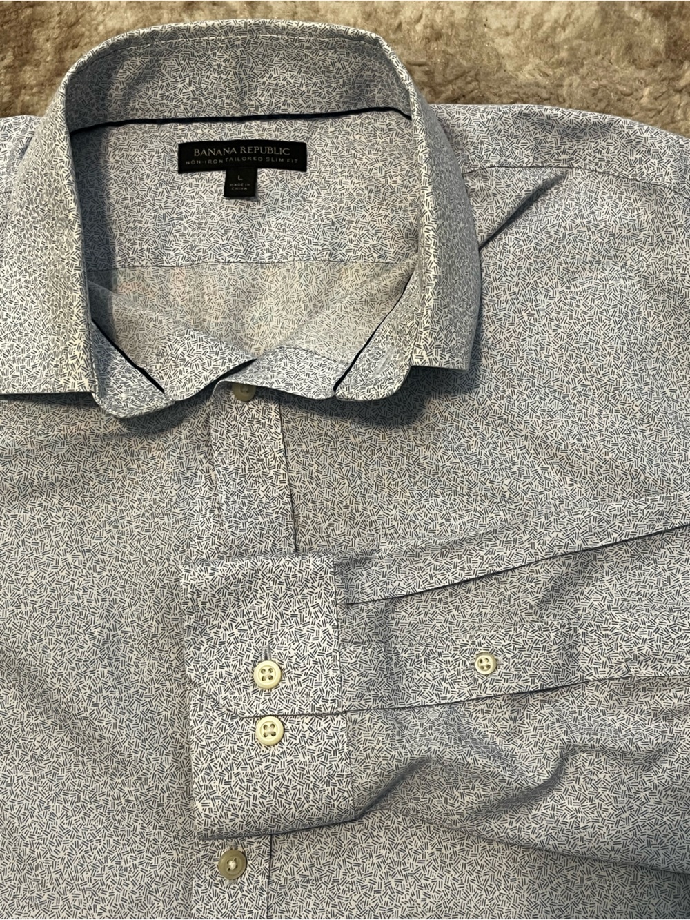 Banana Republic Non Iron Tailored Slim Fit Shirt Large Blue Dash